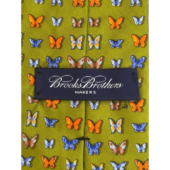 Brooks Brothers Makers Silk Tie Butterflies Summer USA CEO Corporate Professiona - Picture 5 of 6